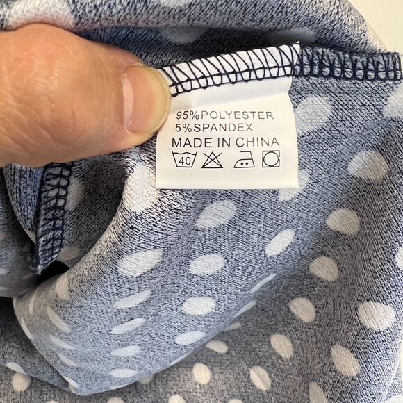 Homeyee Polka Dot Dress Womens 6 Navy Sleeveless Fit & Flare Floral Lace Detail - Picture 10 of 12